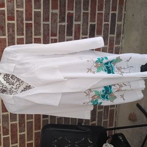 Chico's large embroidered duster